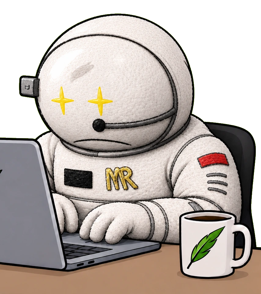 Hentastro at the laptop in the suit, eyes still full of the view